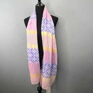 Pink Purple Scarf Semi Sheer Floral Geometric Spring Summer Lightweight